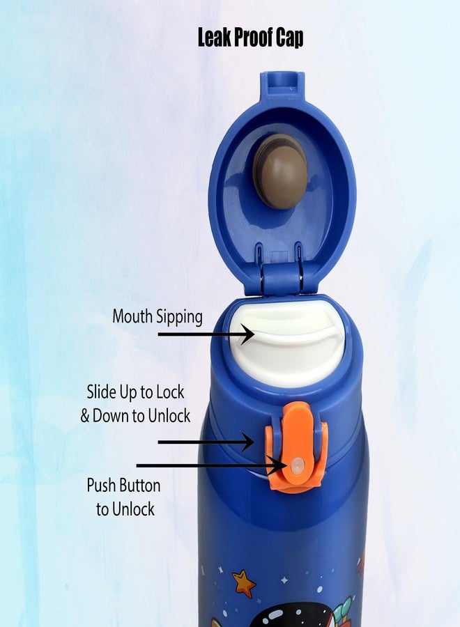 Probott Champ 230ml Thermoses Vacuum Insulated Flask, Stainless Steel Water Bottle for Baby, Dark Blue | Perfect for Toddlers | Leakproof | School, Picnic, Travel Cartoon Print Bottle for Kid - Image 3